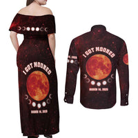 Blood Moon 2025 Couples Matching Off Shoulder Maxi Dress and Long Sleeve Button Shirt Total Lunar Eclipse