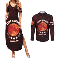 Blood Moon 2025 Couples Matching Summer Maxi Dress and Long Sleeve Button Shirt Total Lunar Eclipse