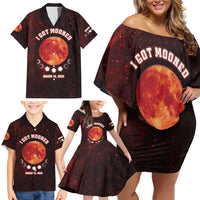 Blood Moon 2025 Family Matching Off Shoulder Short Dress and Hawaiian Shirt Total Lunar Eclipse