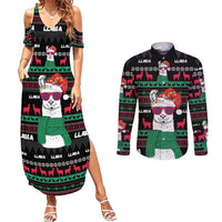 Llama Funny Couples Matching Summer Maxi Dress and Long Sleeve Button Shirt Llama Christmas DT04 - Wonder Print Shop