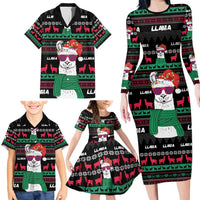 Llama Funny Family Matching Long Sleeve Bodycon Dress and Hawaiian Shirt Llama Christmas DT04 - Wonder Print Shop