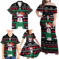 Llama Funny Family Matching Off Shoulder Maxi Dress and Hawaiian Shirt Llama Christmas DT04 - Wonder Print Shop