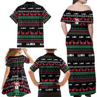 Llama Funny Family Matching Off Shoulder Maxi Dress and Hawaiian Shirt Llama Christmas DT04 - Wonder Print Shop