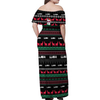 Llama Funny Family Matching Off Shoulder Maxi Dress and Hawaiian Shirt Llama Christmas DT04 - Wonder Print Shop