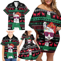 Llama Funny Family Matching Off Shoulder Short Dress and Hawaiian Shirt Llama Christmas DT04 - Wonder Print Shop