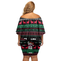 Llama Funny Family Matching Off Shoulder Short Dress and Hawaiian Shirt Llama Christmas DT04 - Wonder Print Shop