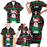 Llama Funny Family Matching Short Sleeve Bodycon Dress and Hawaiian Shirt Llama Christmas DT04 - Wonder Print Shop