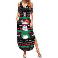 Llama Funny Family Matching Summer Maxi Dress and Hawaiian Shirt Llama Christmas DT04 - Wonder Print Shop