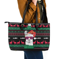 Llama Funny Leather Tote Bag Llama Christmas DT04 - Wonder Print Shop