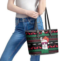 Llama Funny Leather Tote Bag Llama Christmas DT04 - Wonder Print Shop