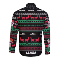 Llama Funny Long Sleeve Button Shirt Llama Christmas DT04 - Wonder Print Shop