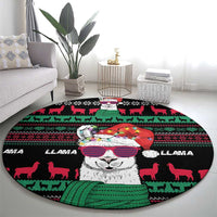 Llama Funny Round Carpet Llama Christmas