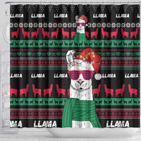 Llama Funny Shower Curtain Llama Christmas
