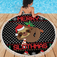 Merry Slothmas Beach Blanket Cute Sloth Christmas DT04 - Wonder Print Shop