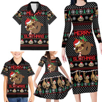 Merry Slothmas Family Matching Long Sleeve Bodycon Dress and Hawaiian Shirt Cute Sloth Christmas DT04 - Wonder Print Shop