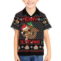Merry Slothmas Family Matching Off The Shoulder Long Sleeve Dress and Hawaiian Shirt Cute Sloth Christmas DT04 - Wonder Print Shop