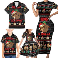 Merry Slothmas Family Matching Short Sleeve Bodycon Dress and Hawaiian Shirt Cute Sloth Christmas DT04 - Wonder Print Shop