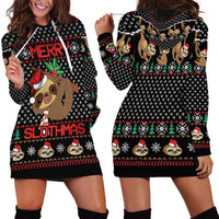 Merry Slothmas Hoodie Dress Cute Sloth Christmas DT04 - Wonder Print Shop