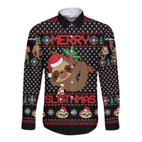 Merry Slothmas Long Sleeve Button Shirt Cute Sloth Christmas DT04 - Wonder Print Shop