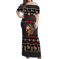 Merry Slothmas Off Shoulder Maxi Dress Cute Sloth Christmas DT04 - Wonder Print Shop