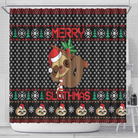 Merry Slothmas Shower Curtain Cute Sloth Christmas