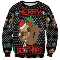 Merry Slothmas Sweatshirt Cute Sloth Christmas DT04 - Wonder Print Shop