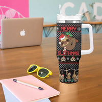 Merry Slothmas Tumbler With Handle Cute Sloth Christmas DT04 - Wonder Print Shop