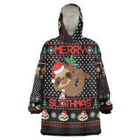 Merry Slothmas Wearable Blanket Hoodie Cute Sloth Christmas DT04 - Wonder Print Shop