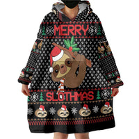 Merry Slothmas Wearable Blanket Hoodie Cute Sloth Christmas DT04 - Wonder Print Shop