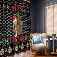 Merry Slothmas Window Curtain Cute Sloth Christmas DT04 - Wonder Print Shop