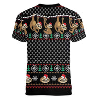 Merry Slothmas Women V-Neck T-Shirt Cute Sloth Christmas DT04 - Wonder Print Shop