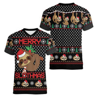 Merry Slothmas Women V-Neck T-Shirt Cute Sloth Christmas DT04 - Wonder Print Shop