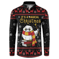 Magical Christmas Button Sweatshirt Owl Book Xmas DT04 - Wonder Print Shop