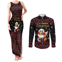 Magical Christmas Couples Matching Tank Maxi Dress and Long Sleeve Button Shirt Owl Book Xmas DT04 - Wonder Print Shop