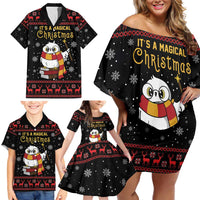 Magical Christmas Family Matching Off Shoulder Short Dress and Hawaiian Shirt Owl Book Xmas DT04 - Wonder Print Shop