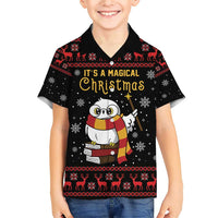 Magical Christmas Family Matching Short Sleeve Bodycon Dress and Hawaiian Shirt Owl Book Xmas DT04 - Wonder Print Shop