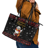 Magical Christmas Leather Tote Bag Owl Book Xmas DT04 - Wonder Print Shop