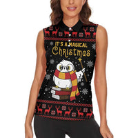 Magical Christmas Women Sleeveless Polo Shirt Owl Book Xmas DT04 - Wonder Print Shop
