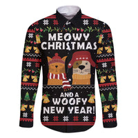Meowy Christmas And Woofy New Year Family Matching Off The Shoulder Long Sleeve Dress and Hawaiian Shirt DT04 - Wonder Print Shop