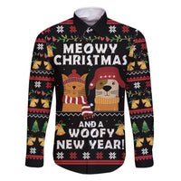 Meowy Christmas And Woofy New Year Family Matching Off Shoulder Short Dress and Hawaiian Shirt DT04 - Wonder Print Shop