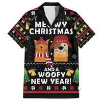 Meowy Christmas And Woofy New Year Family Matching Short Sleeve Bodycon Dress and Hawaiian Shirt DT04 - Wonder Print Shop