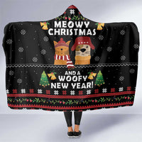 Meowy Christmas And Woofy New Year Hooded Blanket