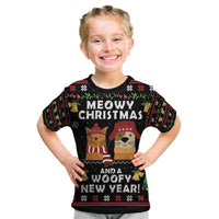Meowy Christmas And Woofy New Year Kid T Shirt DT04 - Wonder Print Shop