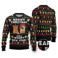 Meowy Christmas And Woofy New Year Ugly Christmas Sweater DT04 - Wonder Print Shop