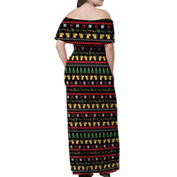 Meowy Christmas And Woofy New Year Off Shoulder Maxi Dress DT04 - Wonder Print Shop