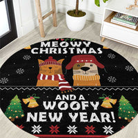 Meowy Christmas And Woofy New Year Round Carpet