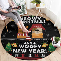 Meowy Christmas And Woofy New Year Round Carpet