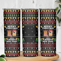 Meowy Christmas And Woofy New Year Skinny Tumbler DT04 - Wonder Print Shop