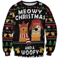 Meowy Christmas And Woofy New Year Sweatshirt DT04 - Wonder Print Shop