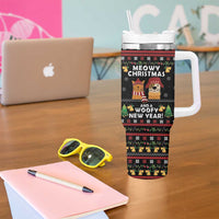 Meowy Christmas And Woofy New Year Tumbler With Handle DT04 - Wonder Print Shop